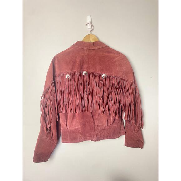 Vintage Cosa Nova Western Women’s Jacket Long Fringe Size Medium Rust Orange Red - Picture 4 of 16
